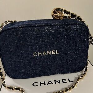 CHANEL Denim Key Holder with Gold Accents